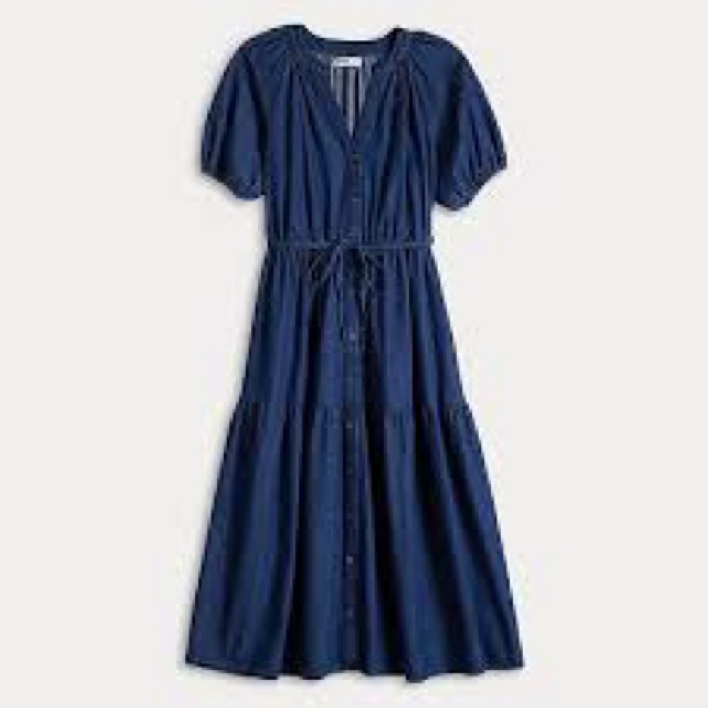 Sonoma Elegant Denim Style Blue Midi Dress